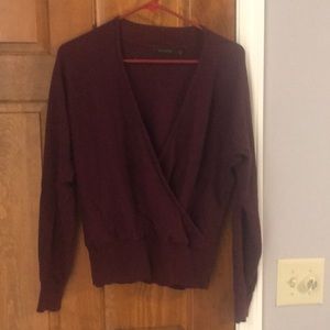 Burgundy wrap front sweater